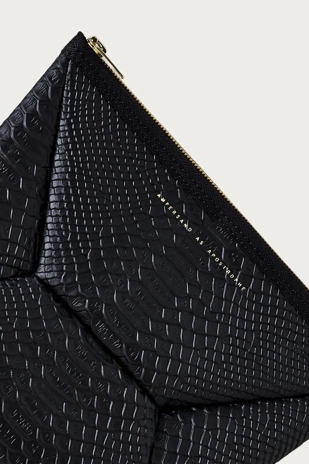 Snake-Effect Leather X-Pouch Clutch In Black Python