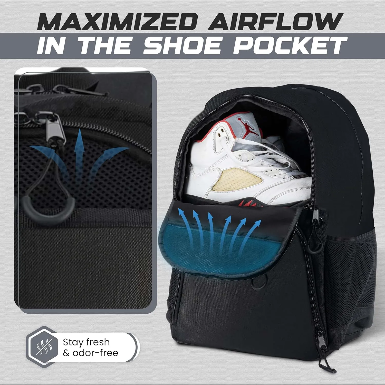 Soccer & Basketball Sports Bag with Ball Pump - Basketball Backpack with Separate Ball & Shoes Holder Compartment, Soccer Basketball Football & Volleyball Bag with Large Capacity
