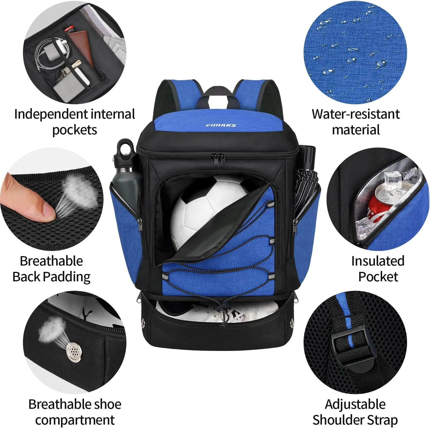 Soccer Backpack,Soccer Bag with Ball Holder, Includes Separate Cleat Shoe and Ball Compartment Sport Equipment Bags Fit Basketball Volleyball Football