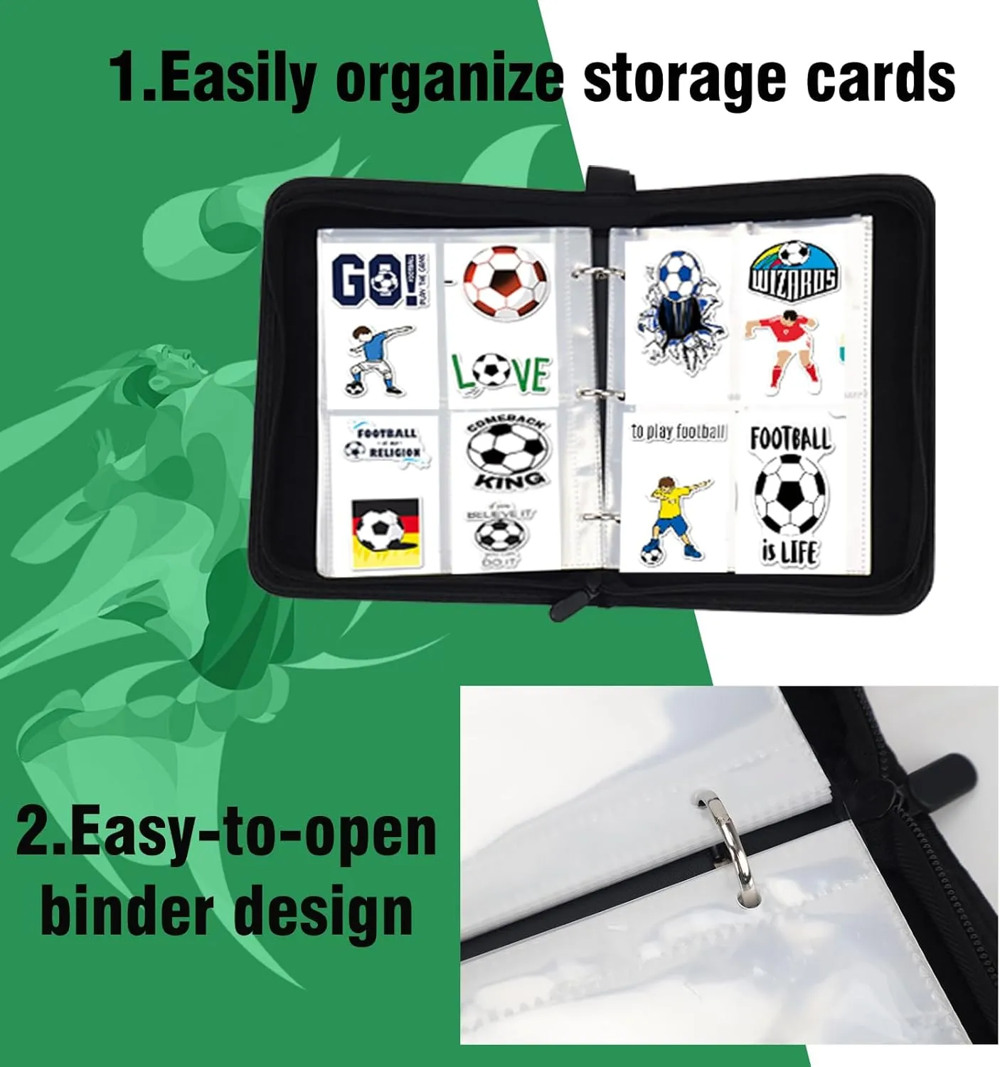 Soccer Card Binder with Sleeves 400 Pockets, Gifts for Soccer Card Collectors, Trading Card Holder Compatible with Topps Card, 50 Sleeves Card Album Card Storage Organizer