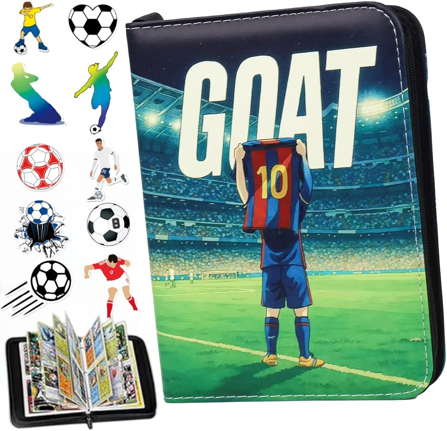 Soccer Card Binder with Sleeves 400 Pockets, Gifts for Soccer Card Collectors, Trading Card Holder Compatible with Topps Card, 50 Sleeves Card Album Card Storage Organizer