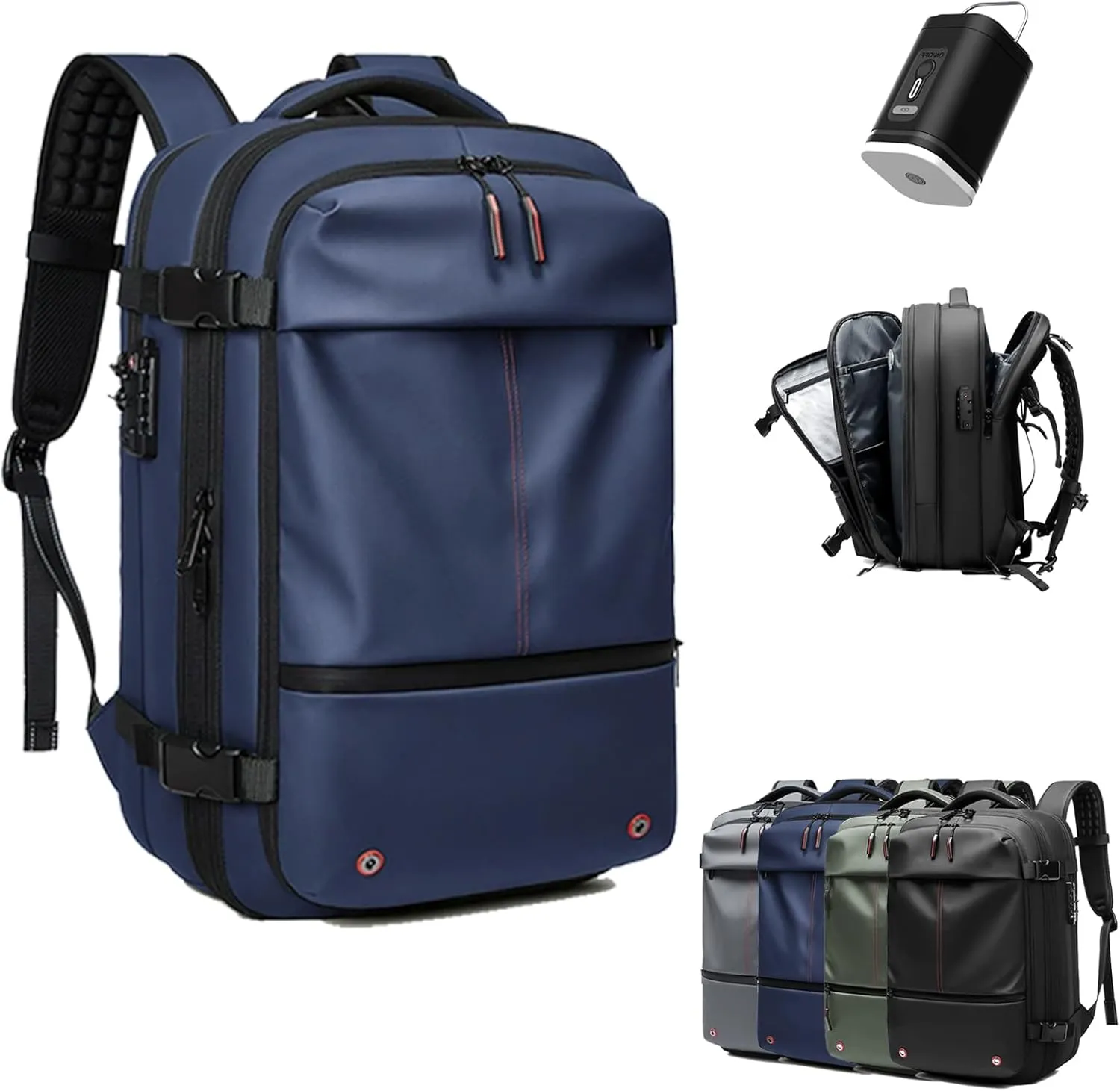 Spacevac Pro Backpack, Air Vacpack Backpack with Vacuum Seal Compression, 60L Expandable Easy Vac Travel Bag with Pump (Blue, 60L（with electric air pump)
