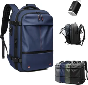 Spacevac Pro Backpack, Air Vacpack Backpack with Vacuum Seal Compression, 60L Expandable Easy Vac Travel Bag with Pump (Blue, 60L（with electric air pump)