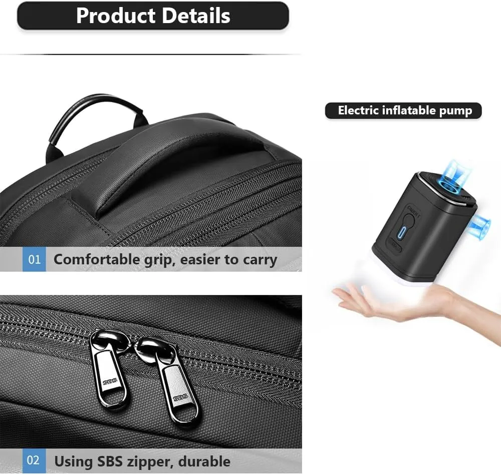Spacevac Pro Backpack, Air Vacpack Backpack with Vacuum Seal Compression, 60L Expandable Easy Vac Travel Bag with Pump (Blue, 60L（with electric air pump)