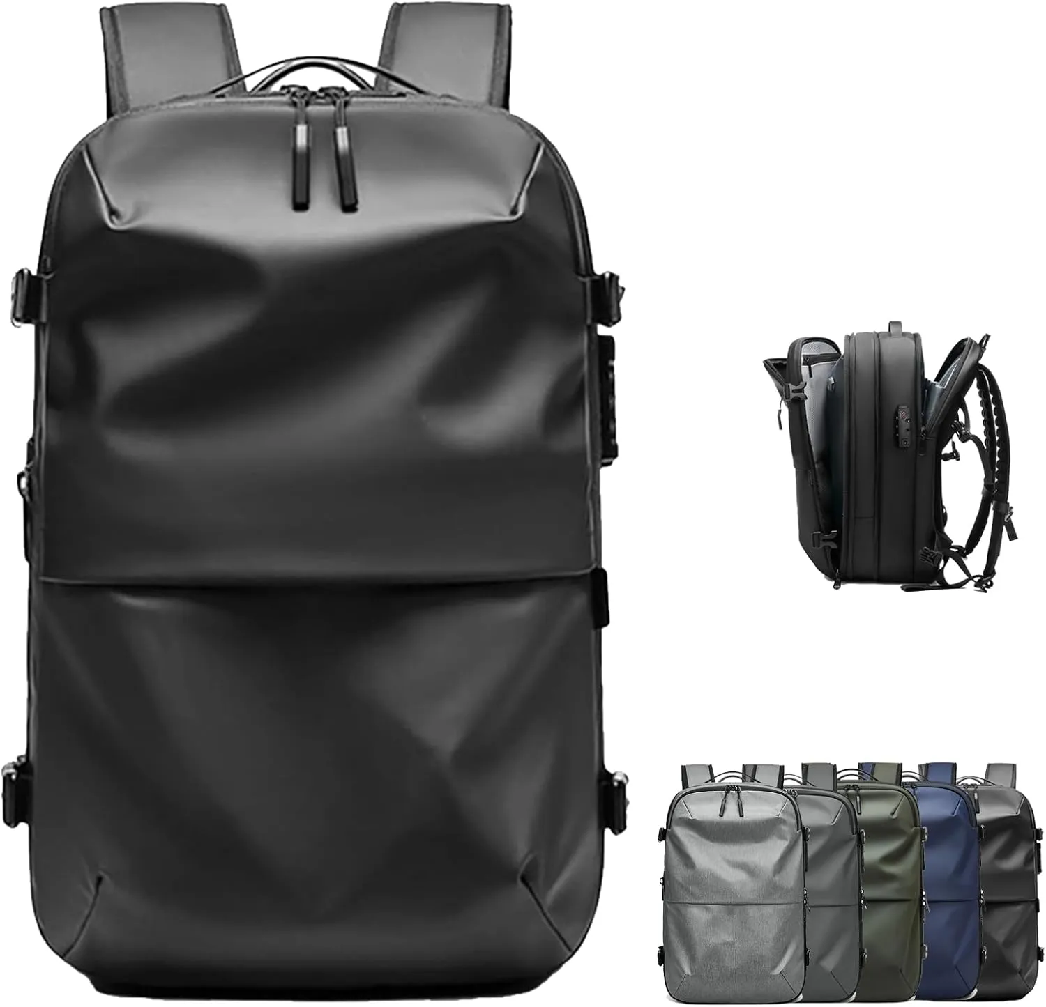 Spacevac Pro Backpack, Air Vacpack Backpack with Vacuum Seal Compression, 60L Expandable Easy Vac Travel Bag with Pump (Prestige-Black, 60L)