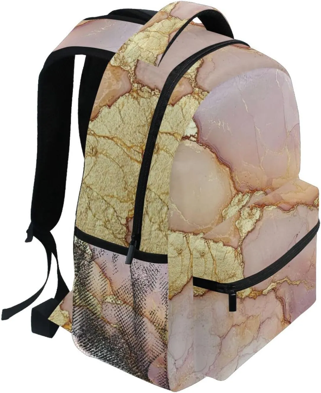 Sport Backpack for Men Women Fashion College School Computer Bag with Chest Strap for Business Work College Travel Trip Marble Blush Neutral