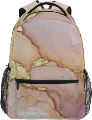 Sport Backpack for Men Women Fashion College School Computer Bag with Chest Strap for Business Work College Travel Trip Marble Blush Neutral