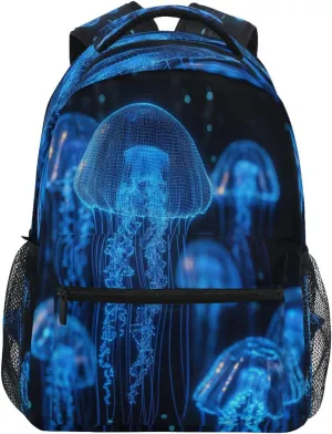 Sport Backpack for Teenager Waterproof College School Computer Bag with Chest Strap for College Work Jelly Fish