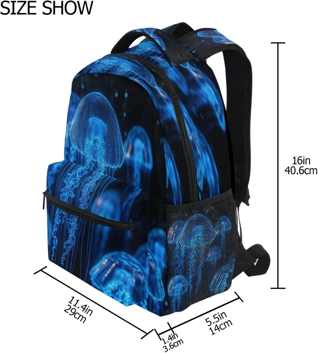 Sport Backpack for Teenager Waterproof College School Computer Bag with Chest Strap for College Work Jelly Fish