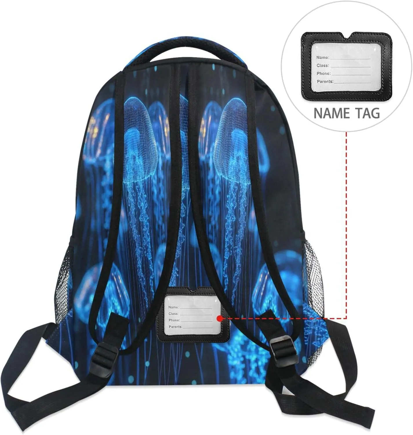 Sport Backpack for Teenager Waterproof College School Computer Bag with Chest Strap for College Work Jelly Fish