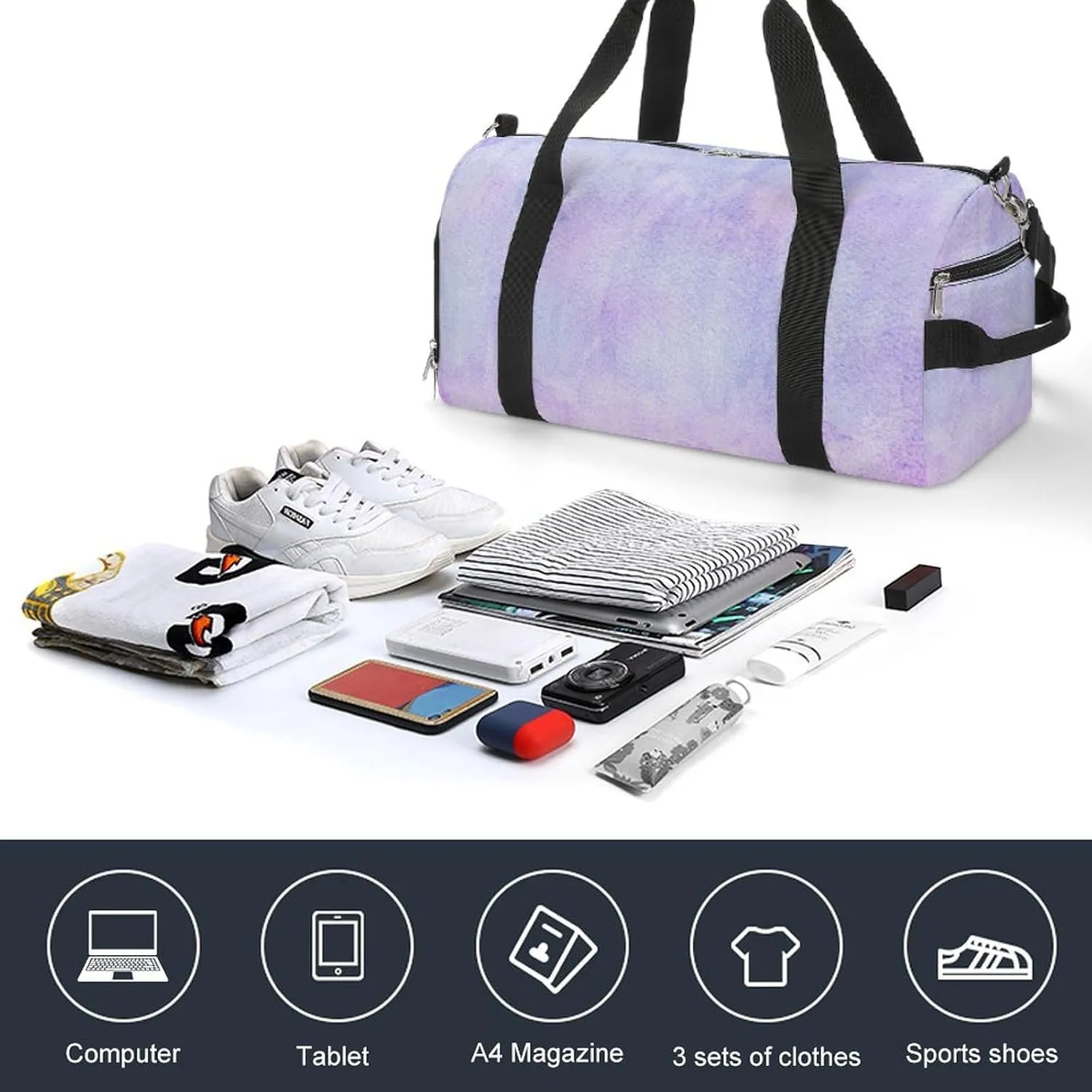 Sport Gym Duffel with Shoe Compartment Wet Pocket, Colorful-water-color Shoulder Travel Bag for Women Men, style-4