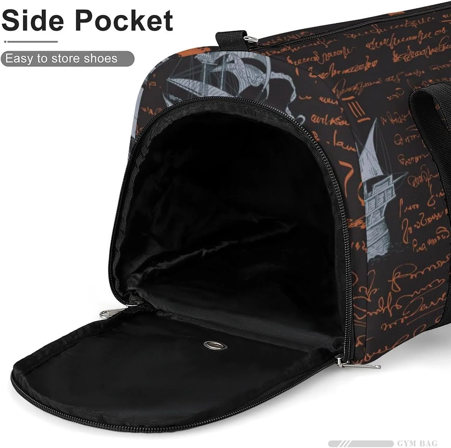 Sport Gym Duffel with Shoe Compartment Wet Pocket, Medieval-nautical-style Shoulder Travel Bag for Women Men