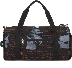 Sport Gym Duffel with Shoe Compartment Wet Pocket, Medieval-nautical-style Shoulder Travel Bag for Women Men