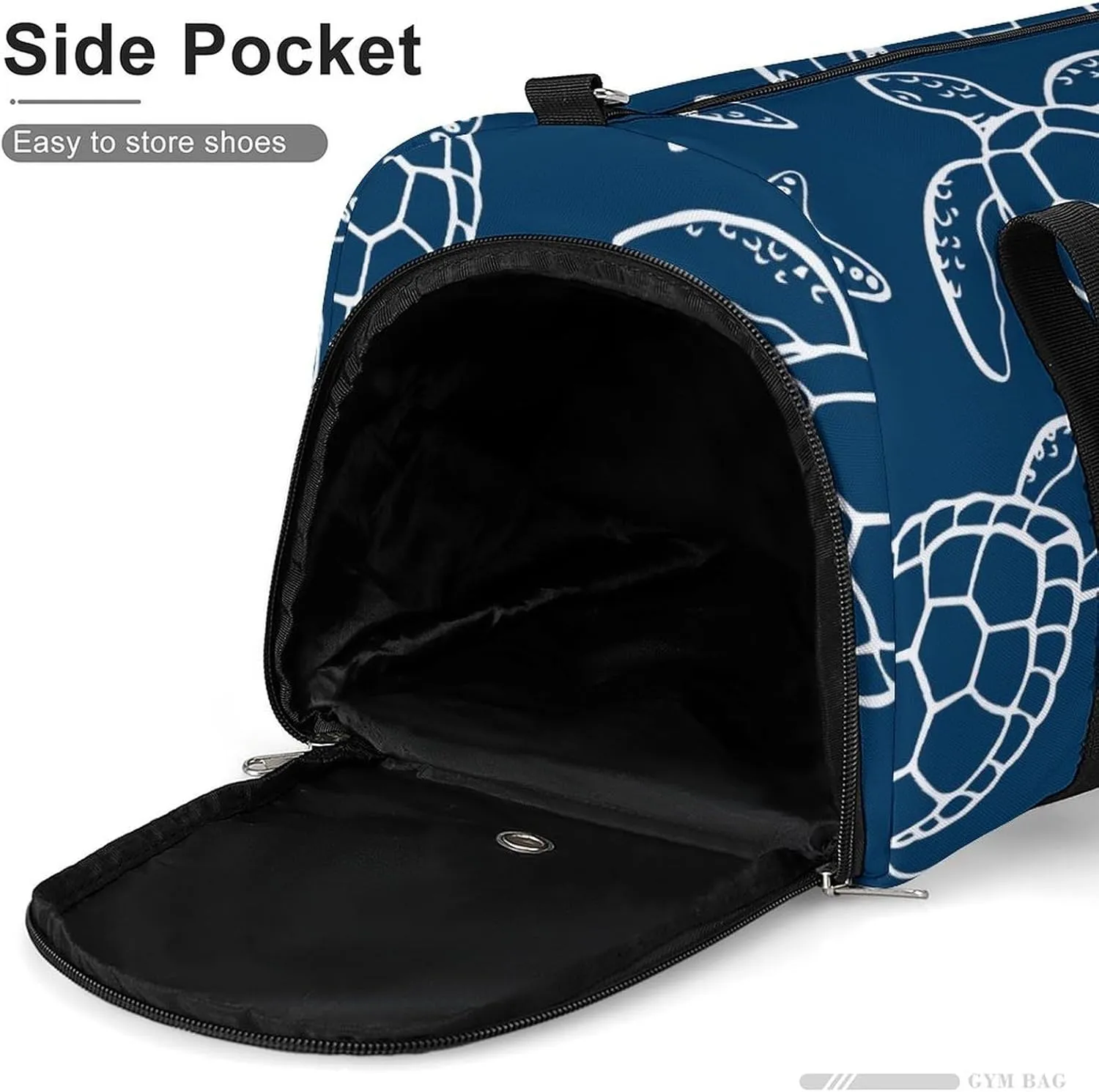 Sport Gym Duffel with Shoe Compartment Wet Pocket, Sea-turtle-blue-print Shoulder Travel Bag for Women Men