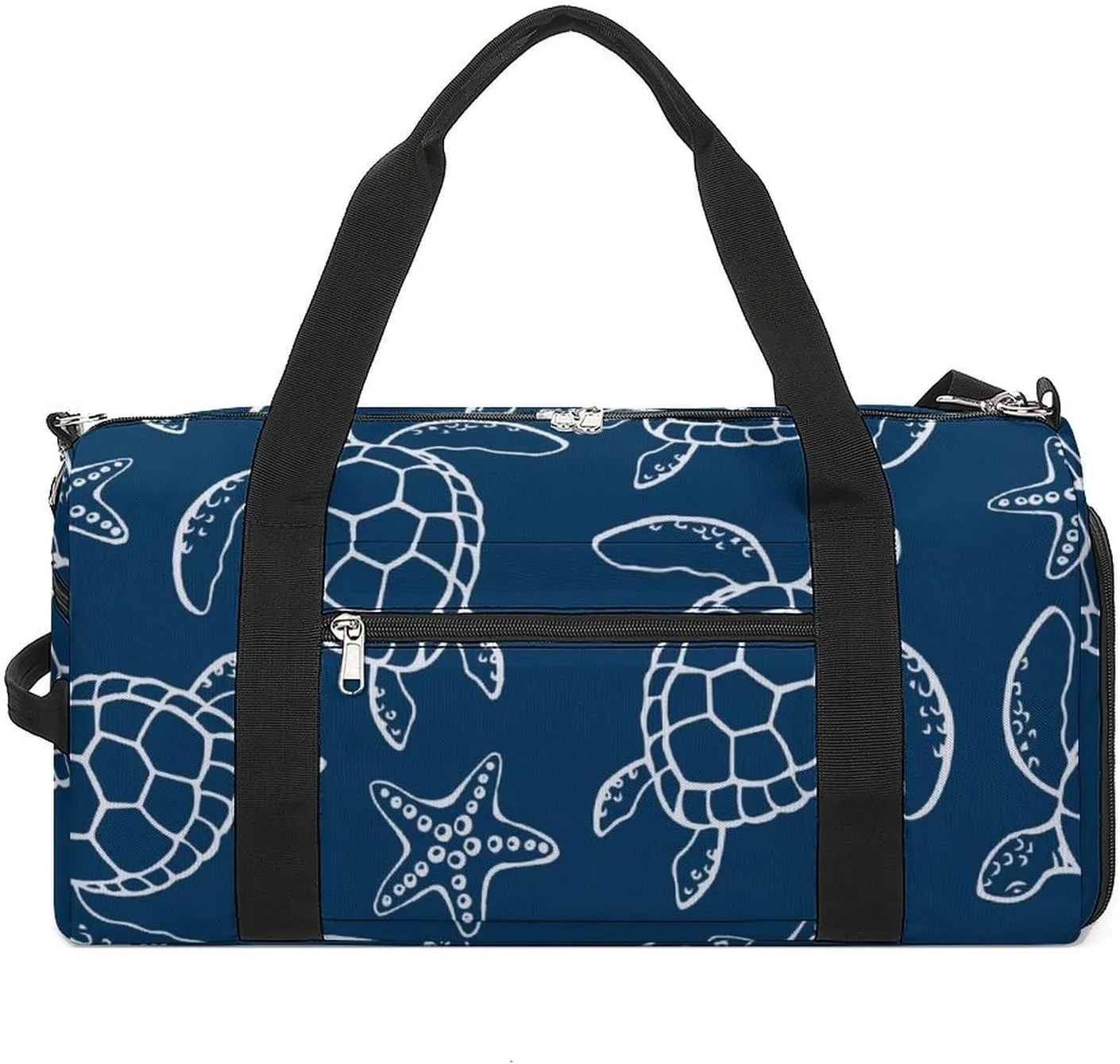 Sport Gym Duffel with Shoe Compartment Wet Pocket, Sea-turtle-blue-print Shoulder Travel Bag for Women Men