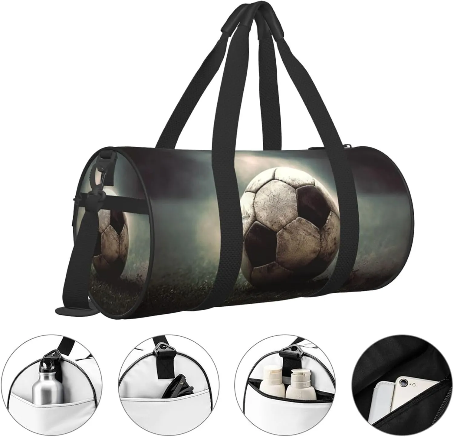 Sport Soccer Travel Duffle Bag for Men Women Sport Gym Bag Foldable Weekender Bag Carry on Overnight Bag for Travel Swimming Basketball