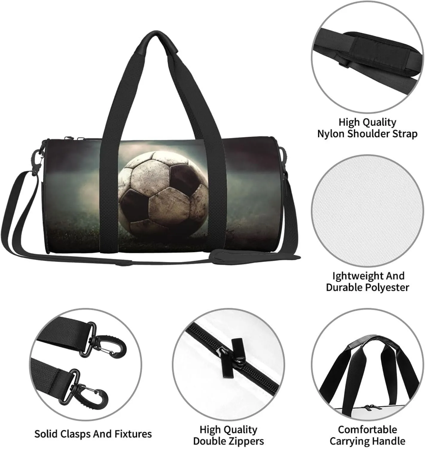 Sport Soccer Travel Duffle Bag for Men Women Sport Gym Bag Foldable Weekender Bag Carry on Overnight Bag for Travel Swimming Basketball
