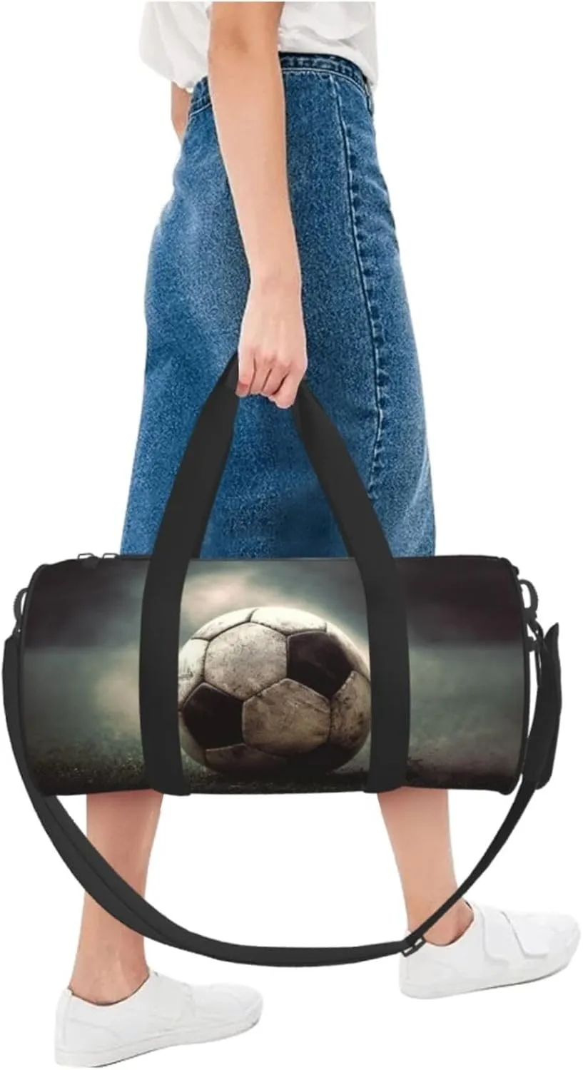 Sport Soccer Travel Duffle Bag for Men Women Sport Gym Bag Foldable Weekender Bag Carry on Overnight Bag for Travel Swimming Basketball
