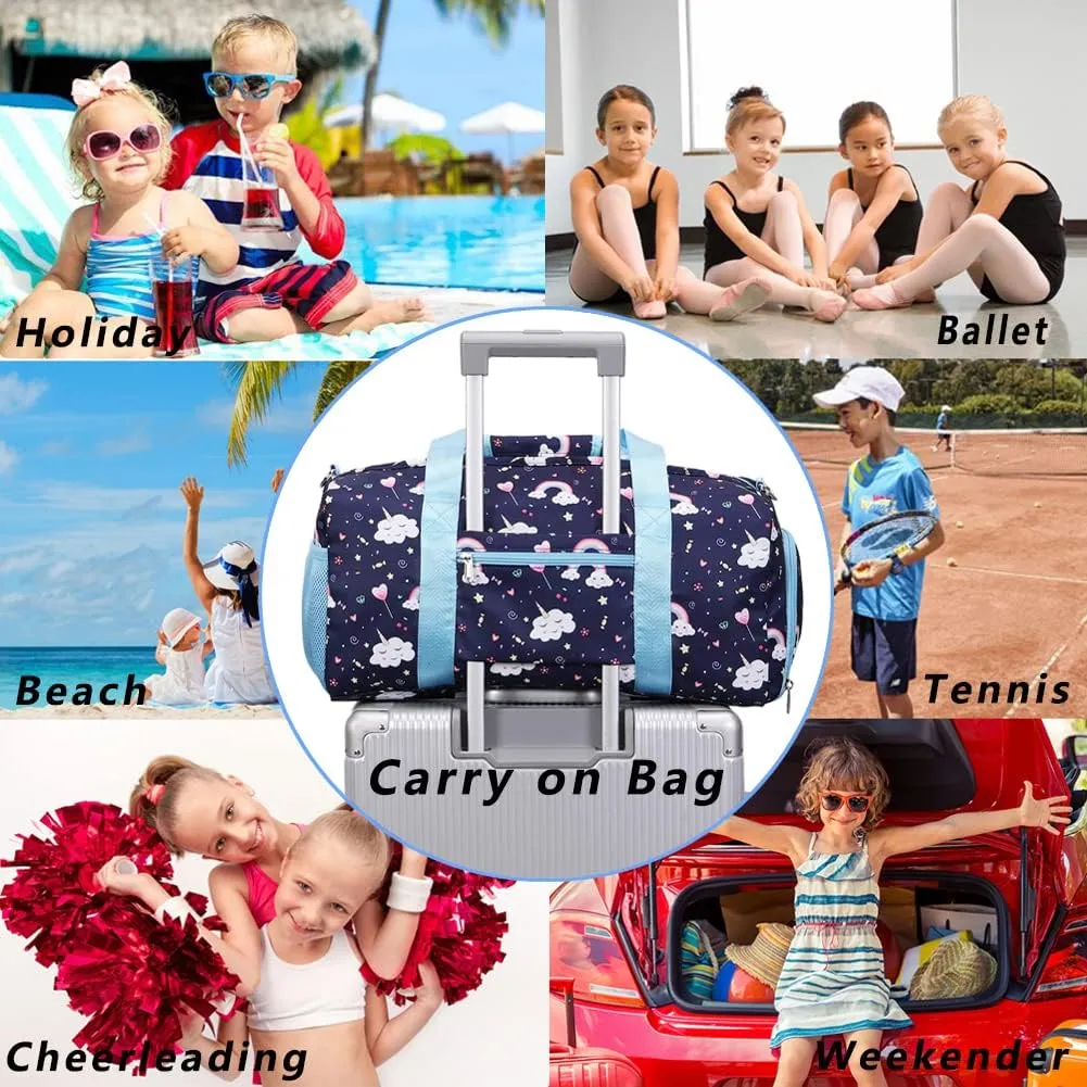 Sports Duffel Gym Dance BagTeen Gymnastics Overnight Weekender Travel Duffle Ballet Bags Sleepover Carry On Bag with Shoe Compartments for Boy Girls