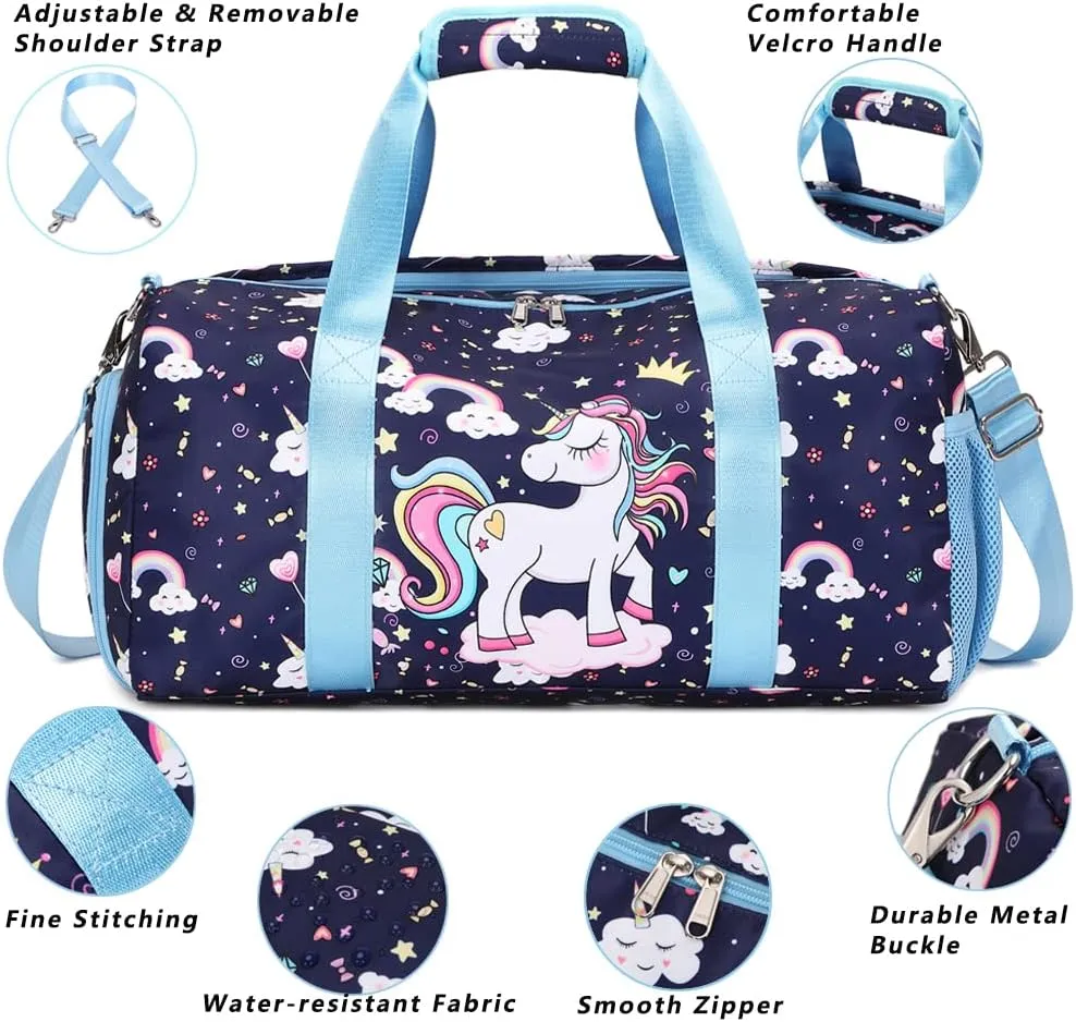 Sports Duffel Gym Dance BagTeen Gymnastics Overnight Weekender Travel Duffle Ballet Bags Sleepover Carry On Bag with Shoe Compartments for Boy Girls