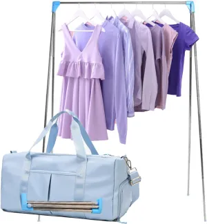 Sports Gym Bag Dance Bag Carry On Weekender Bag for Girls Teen Women, Waterproof Travel Duffle bag with Wet Pocket and Shoe Compartment (Bag   Garment Rack, Skyblue)