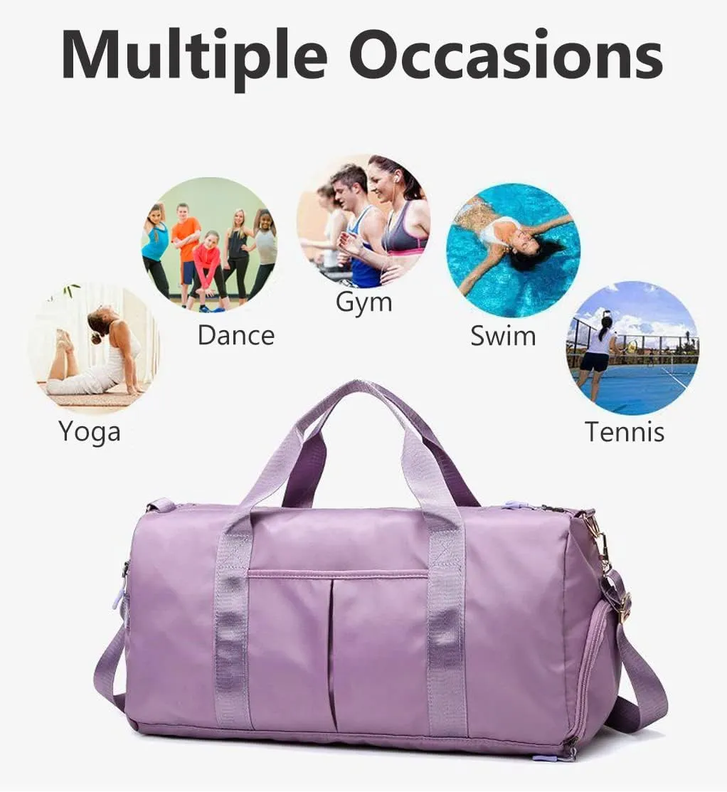 Sports Gym Bag Dance Bag Carry On Weekender Bag for Girls Teen Women, Waterproof Travel Duffle bag with Wet Pocket and Shoe Compartment (Bag Only, JazzberryJam)