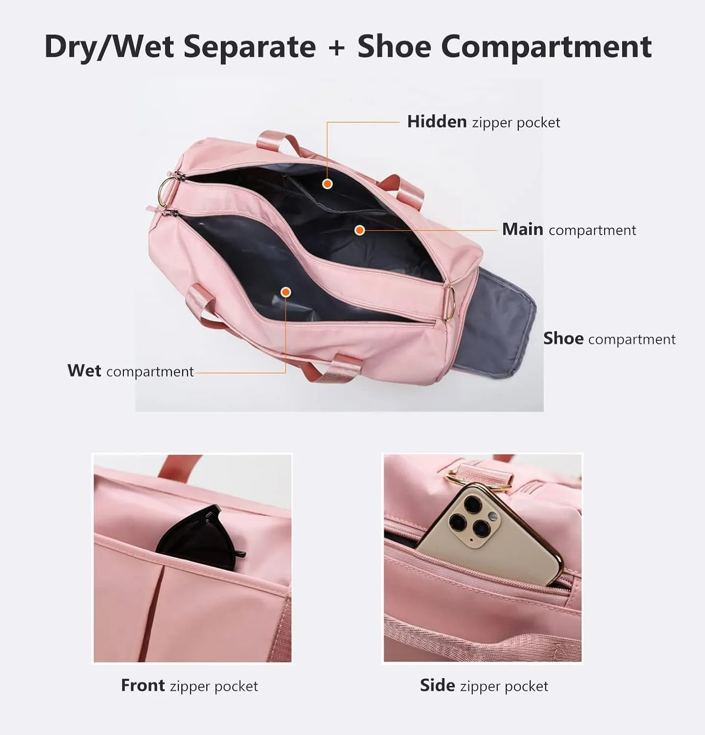 Sports Gym Bag Dance Bag Carry On Weekender Bag for Girls Teen Women, Waterproof Travel Duffle bag with Wet Pocket and Shoe Compartment (Bag Only, JazzberryJam)