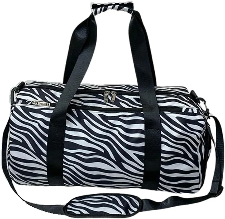 Sports Gym Bag Dance Bag Nylon Bag for Traveling Weekender Overnight Bag with Wet Pocket And Shoes Compartment (zebra stripes)