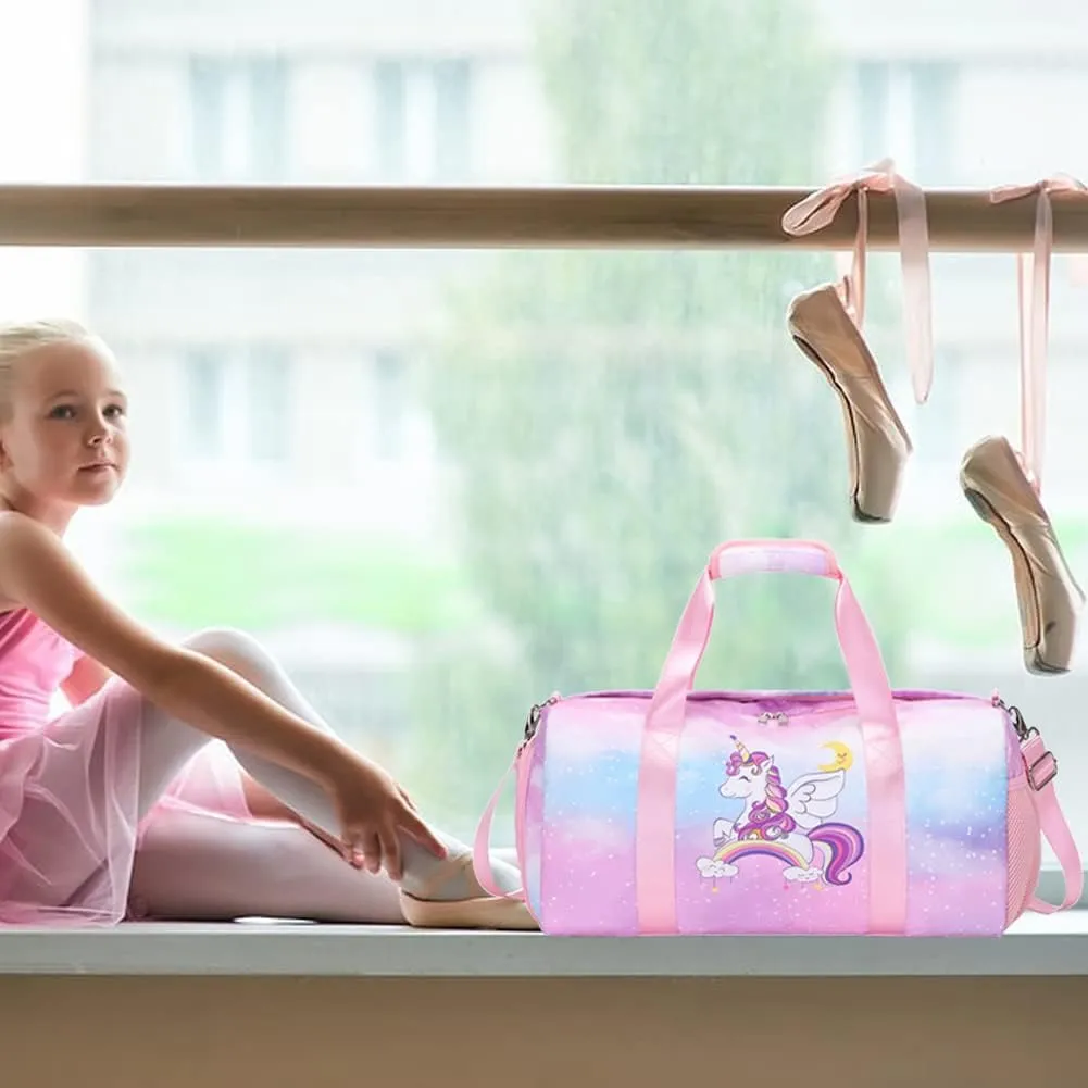 Sports Gym Bag for Girls Dance Duffle Gymnastics Overnight Weekender Bags Travel Sleepover Carry On Bag Ballet Bag with Shoe Compartments