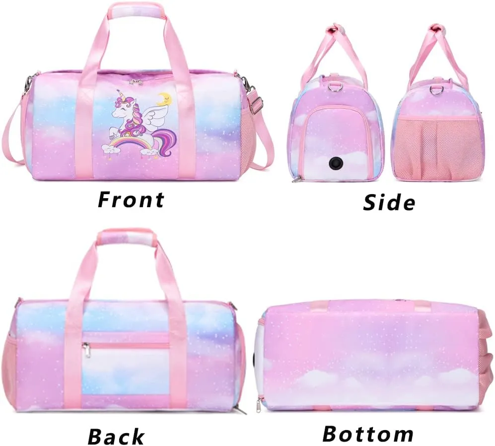 Sports Gym Bag for Girls Dance Duffle Gymnastics Overnight Weekender Bags Travel Sleepover Carry On Bag Ballet Bag with Shoe Compartments