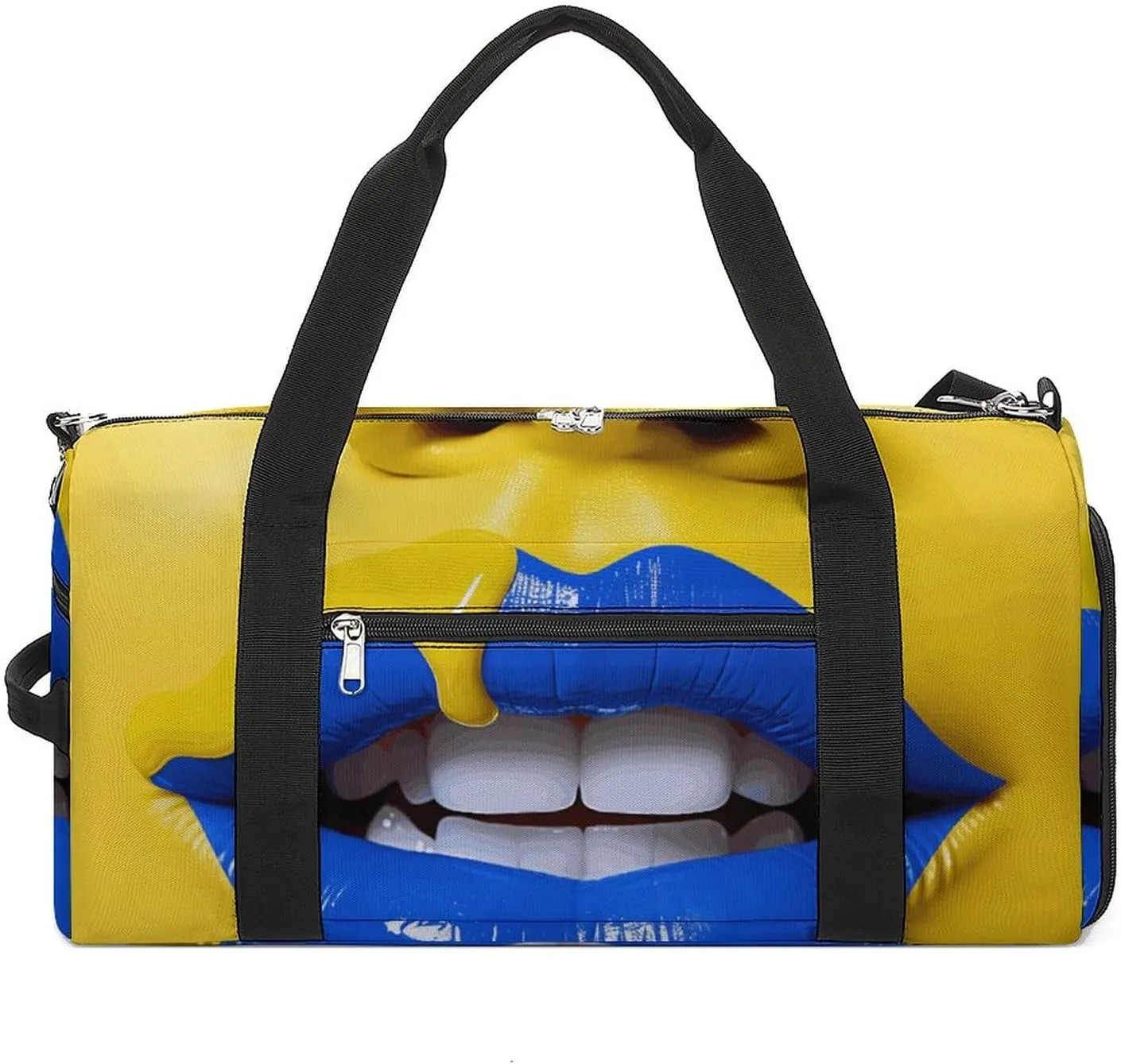 Sports Gym Bag for Women Men with Shoe And Wet Compartment Travel Duffel Bag Blue Lips Pictures Weekender Bag Carry on Overnight Bag for Swimming Fitness Workout Sport Duffle Bag