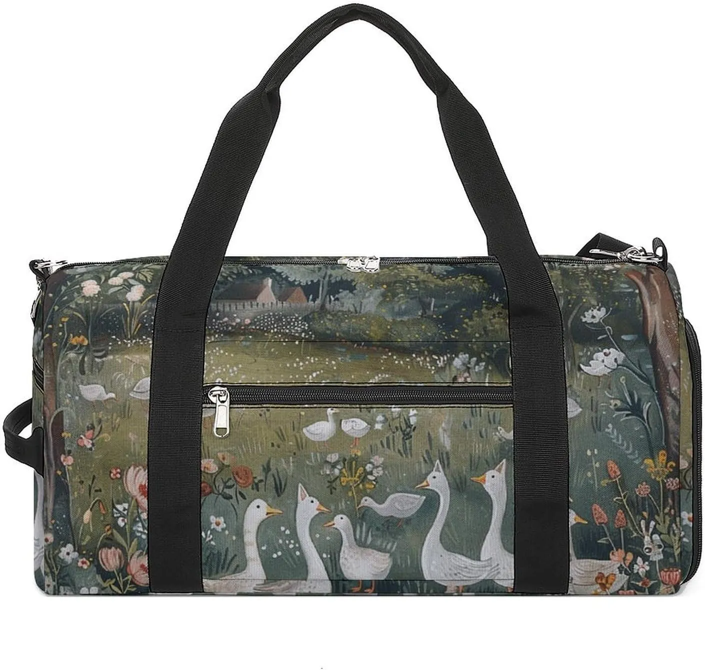 Sports Gym Bag for Women Men with Shoe And Wet Compartment Travel Duffel Bag Old English Garden Weekender Bag Carry on Overnight Bag for Swimming Fitness Workout Sport Duffle Bag