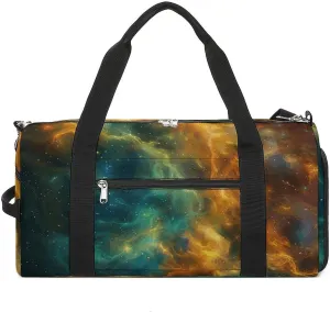Sports Gym Bag for Women Men with Shoe And Wet Compartment Travel Duffel Bag Vibrant Nebula Swirl Weekender Bag Carry on Overnight Bag for Swimming Fitness Workout Sport Duffle Bag
