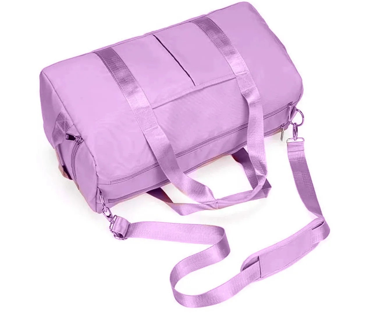 Sports Gym Bag For Women Or Men Travel Duffel Bag With Wet Pocket And Shoes Compartment For Training,Purple