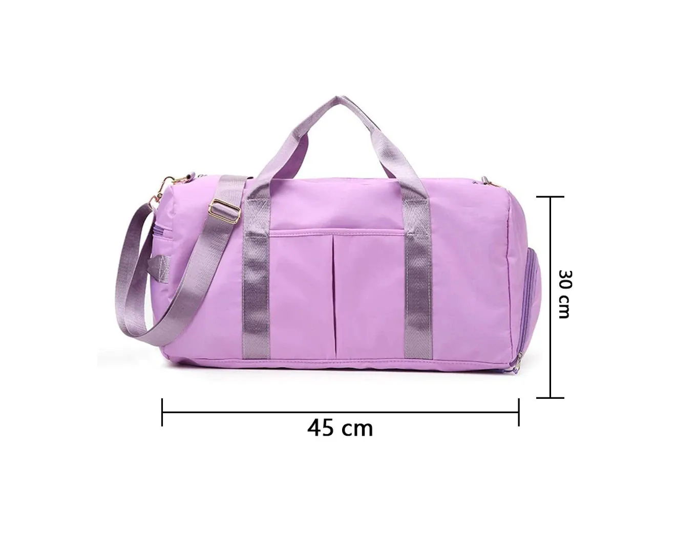 Sports Gym Bag For Women Or Men Travel Duffel Bag With Wet Pocket And Shoes Compartment For Training,Purple