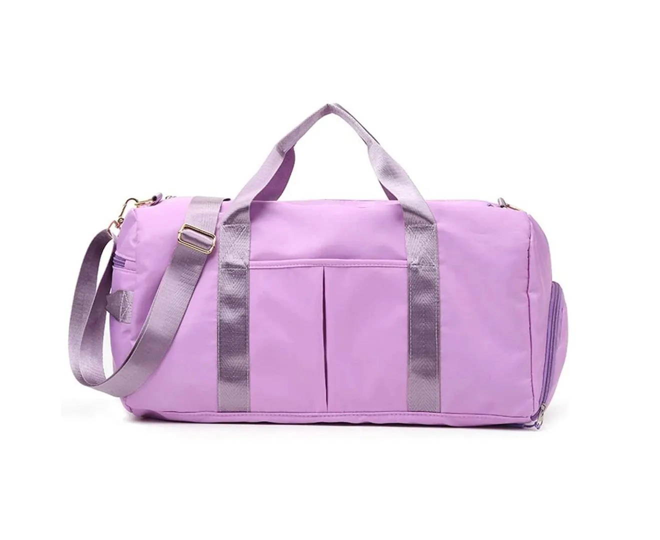 Sports Gym Bag For Women Or Men Travel Duffel Bag With Wet Pocket And Shoes Compartment For Training,Purple