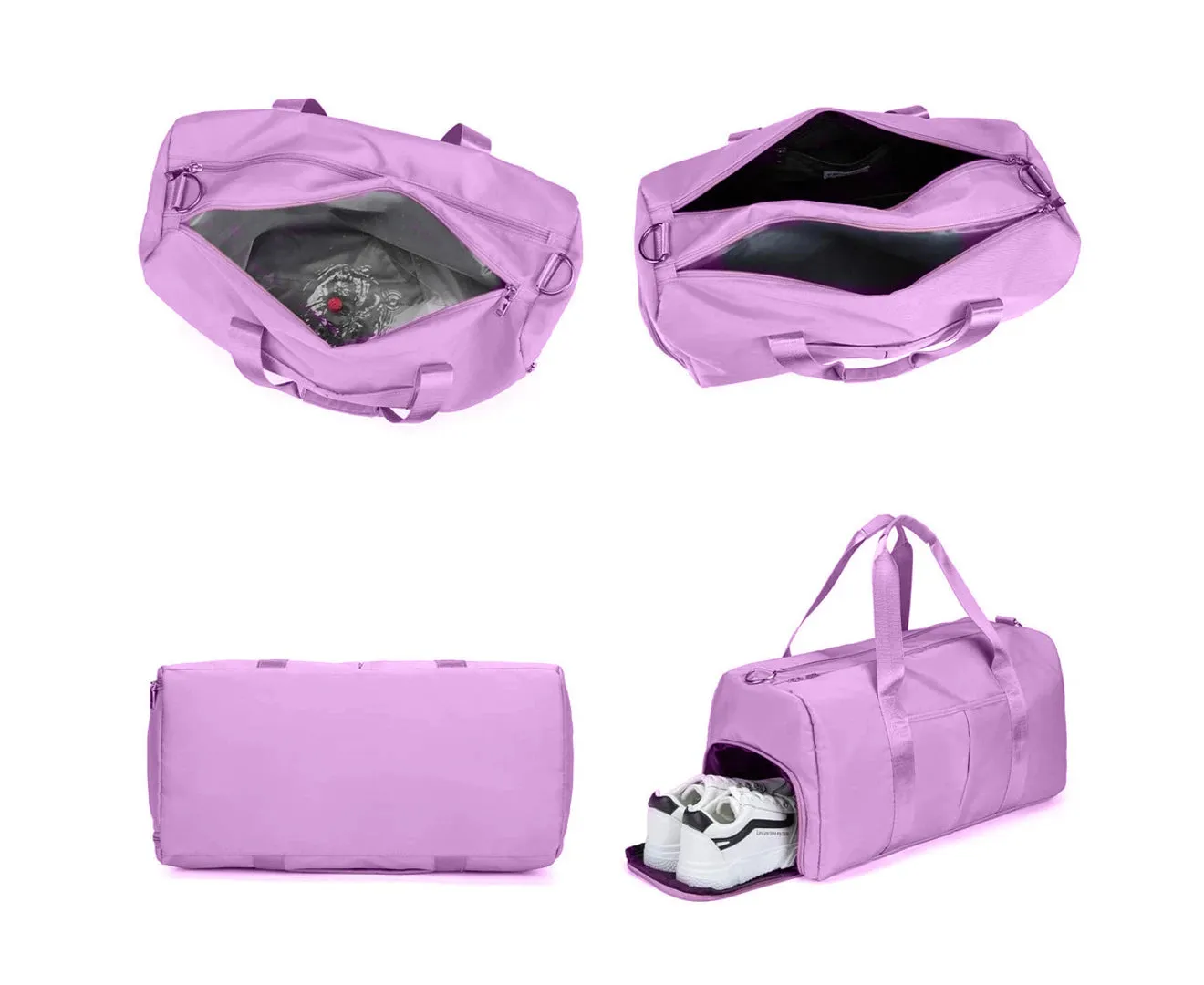 Sports Gym Bag For Women Or Men Travel Duffel Bag With Wet Pocket And Shoes Compartment For Training,Purple