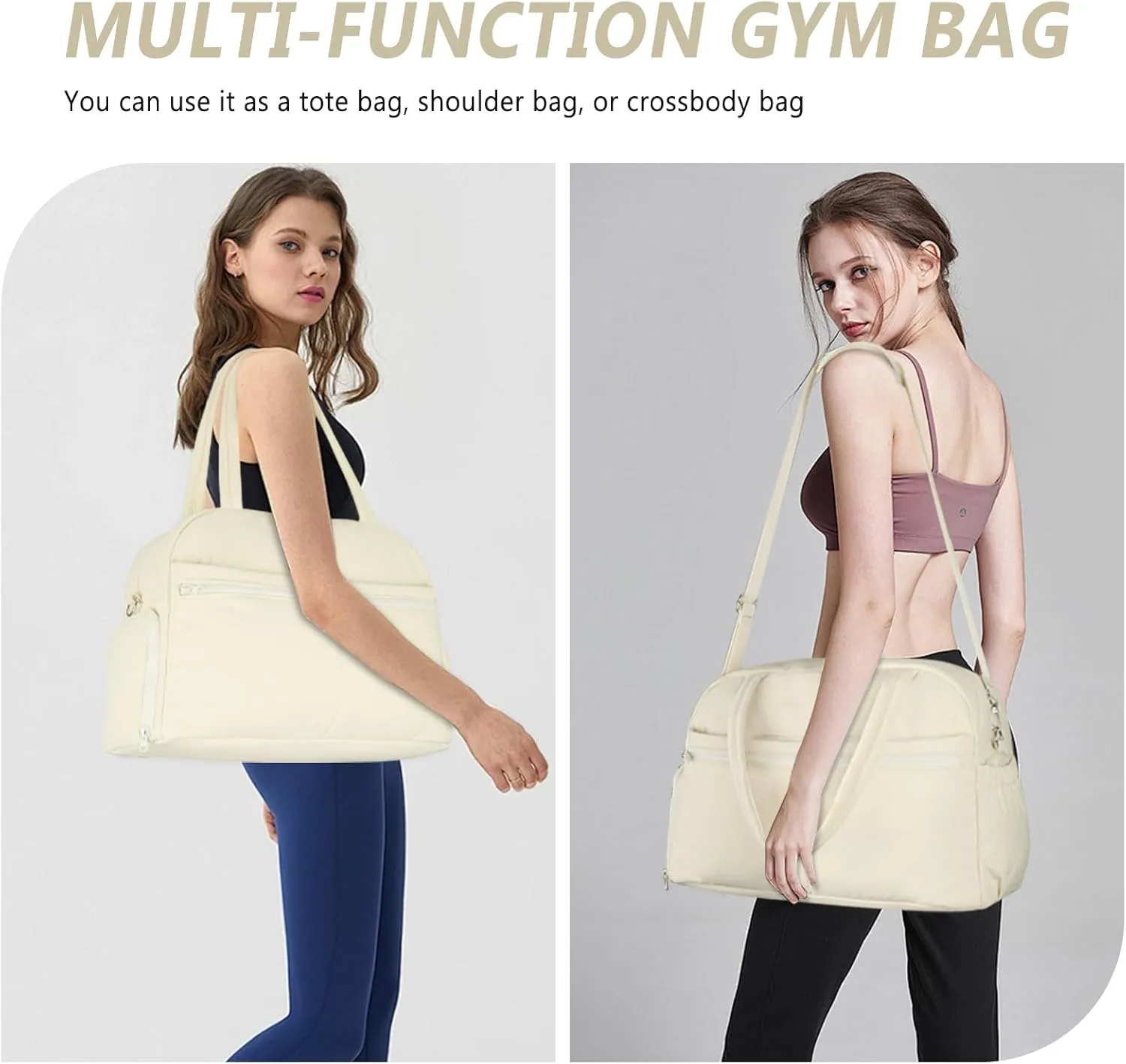 Sports Gym Bag for Women, Travel Duffle Bag with Shoe Compartment & Wet Pocket, Fitness Yoga Bag Weekender Overnight Bag Small