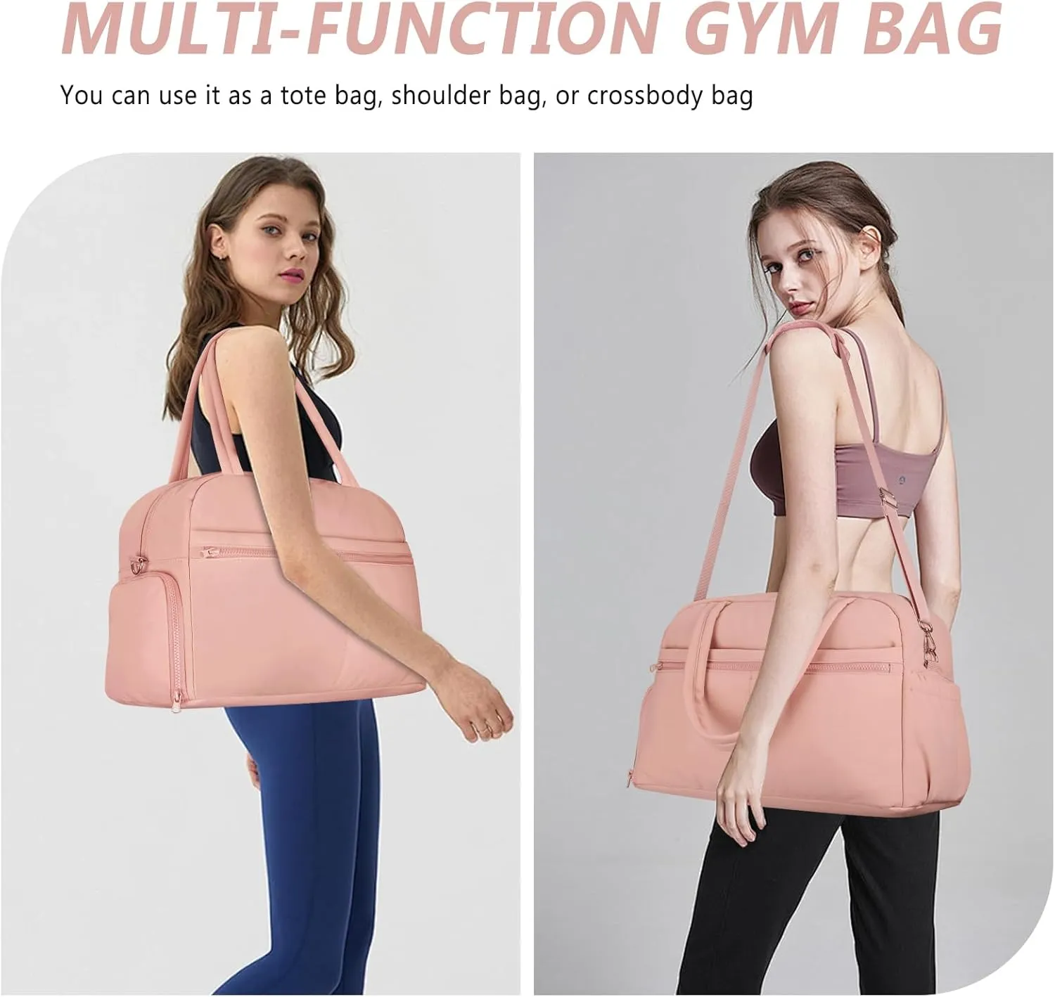 Sports Gym Bag for Women, Travel Duffle Bag with Shoe Compartment & Wet Pocket, Fitness Yoga Bag Weekender Overnight Bag Small