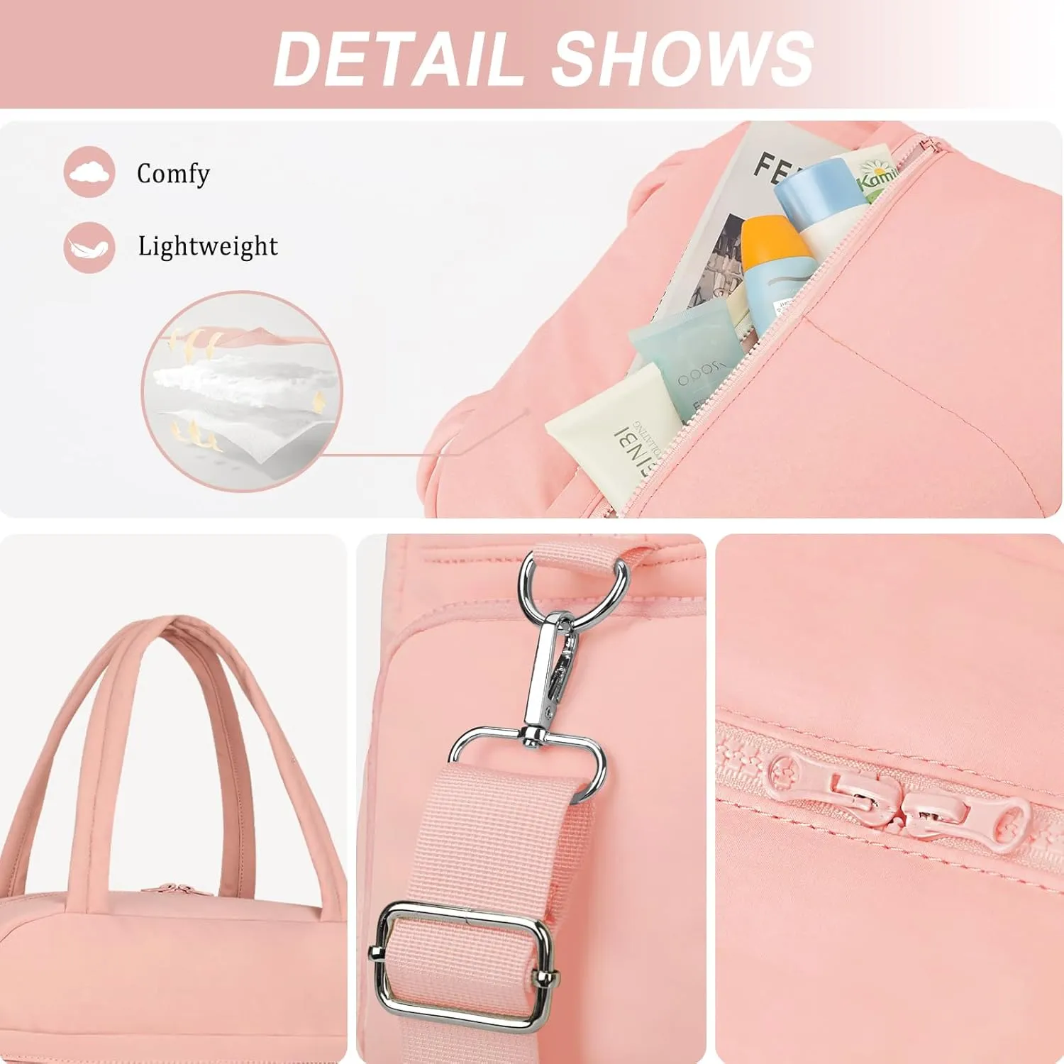 Sports Gym Bag for Women, Travel Duffle Bag with Shoe Compartment & Wet Pocket, Fitness Yoga Bag Weekender Overnight Bag Small