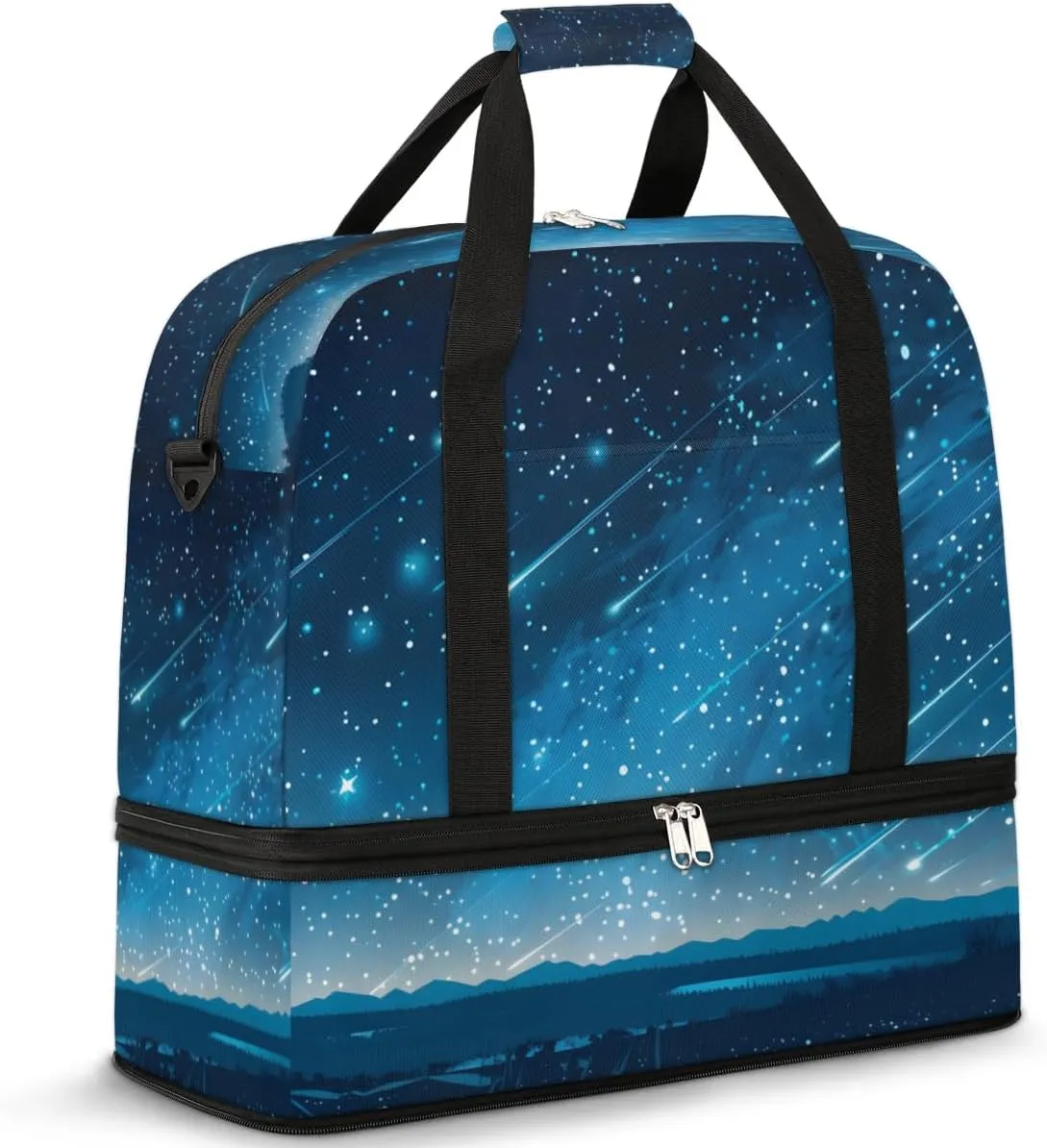 Sports Gym Bag with Wet Pocket & Shoe Compartment Personal Item Travel Bag Tote Bag for Men Women Meteoric Shower Duffle Bag for Travel Sports Fitness & Workout