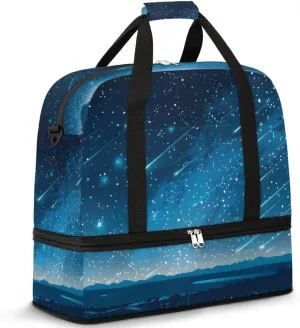 Sports Gym Bag with Wet Pocket & Shoe Compartment Personal Item Travel Bag Tote Bag for Men Women Meteoric Shower Duffle Bag for Travel Sports Fitness & Workout