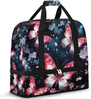 Sports Gym Bag with Wet Pocket & Shoe Compartment Personal Item Travel Bag Tote Bag for Men Women Mystical Butterflies Duffle Bag for Travel Sports Fitness & Workout