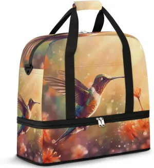 Sports Gym Bag with Wet Pocket & Shoe Compartment Personal Item Travel Bag Tote Bag for Men Women Realistic Hummingbird Duffle Bag for Travel Sports Fitness & Workout