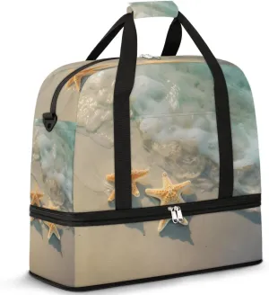 Sports Gym Bag with Wet Pocket & Shoe Compartment Personal Item Travel Bag Tote Bag for Men Women Realistic Starfishes Duffle Bag for Travel Sports Fitness & Workout