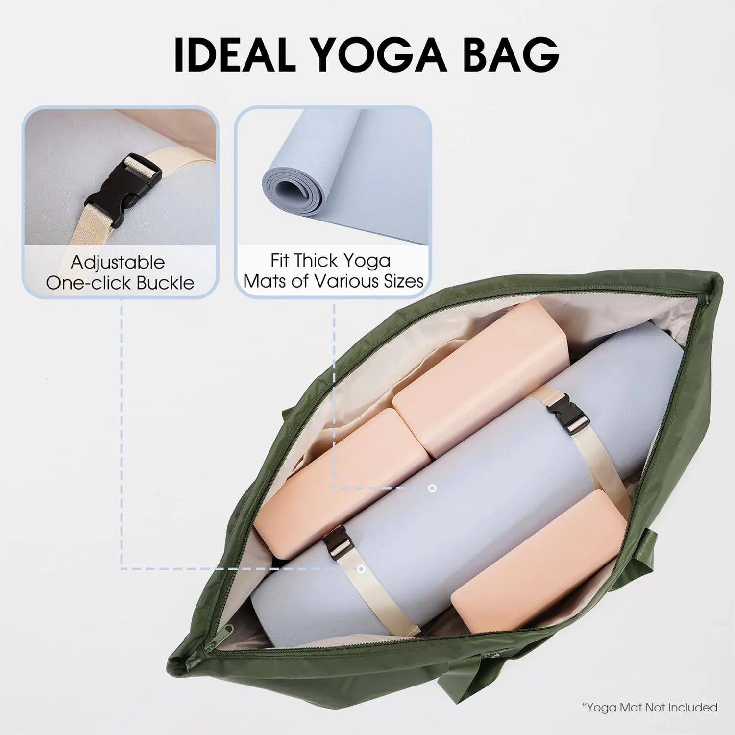 sportsnew Large Yoga Mat Bag with Shoes Compartment and Wet Pocket Ladies Pilates Gym Tote Bag with Yoga Mat Holder Strap for Women Men Workout Carrier Stuff Accessories