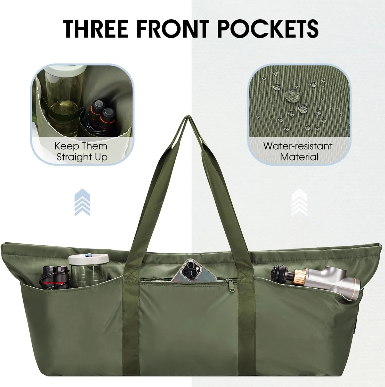 sportsnew Large Yoga Mat Bag with Shoes Compartment and Wet Pocket Ladies Pilates Gym Tote Bag with Yoga Mat Holder Strap for Women Men Workout Carrier Stuff Accessories