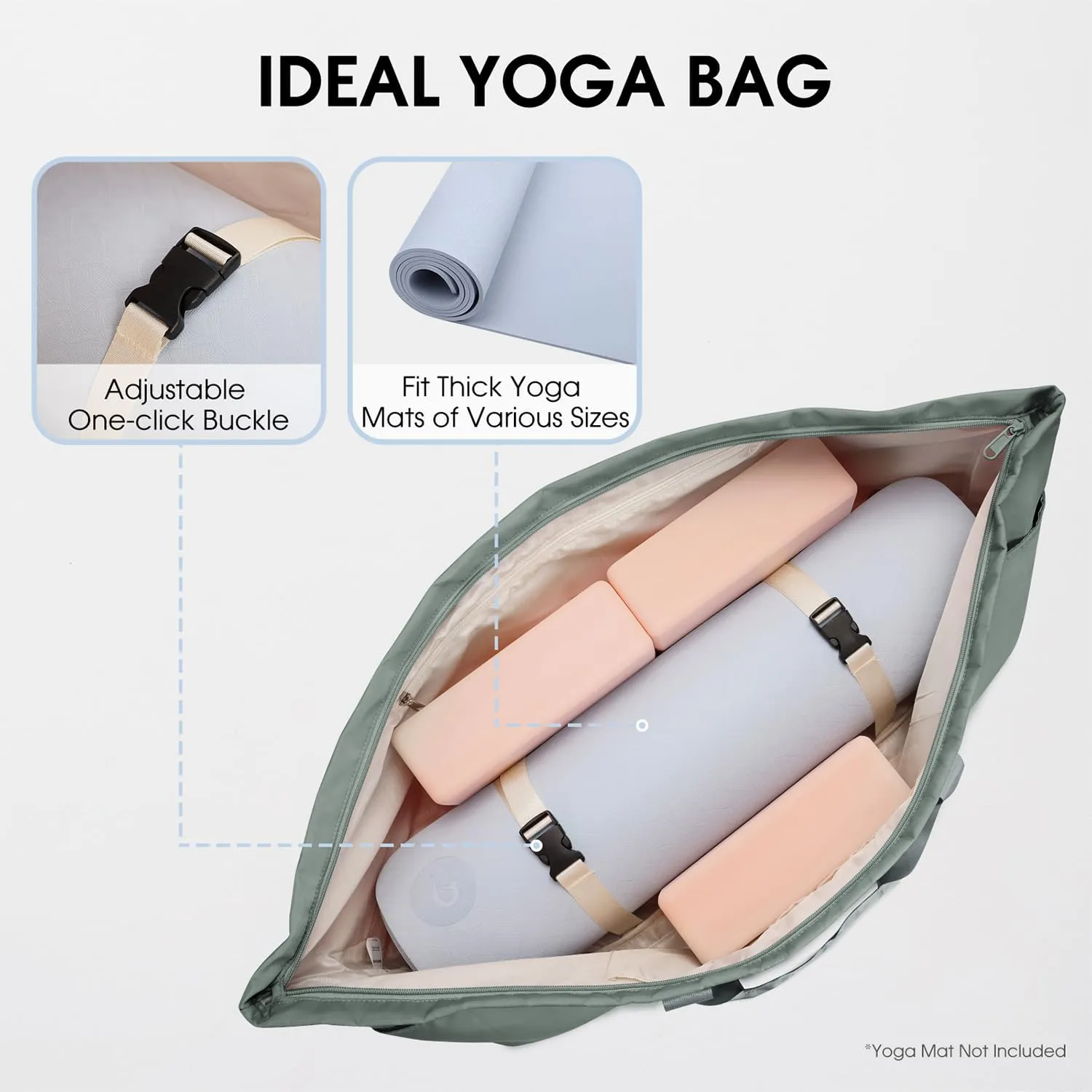 sportsnew Large Yoga Mat Bag with Shoes Compartment and Wet Pocket Ladies Pilates Gym Tote Bag with Yoga Mat Holder Strap for Women Men Workout Carrier Stuff Accessories