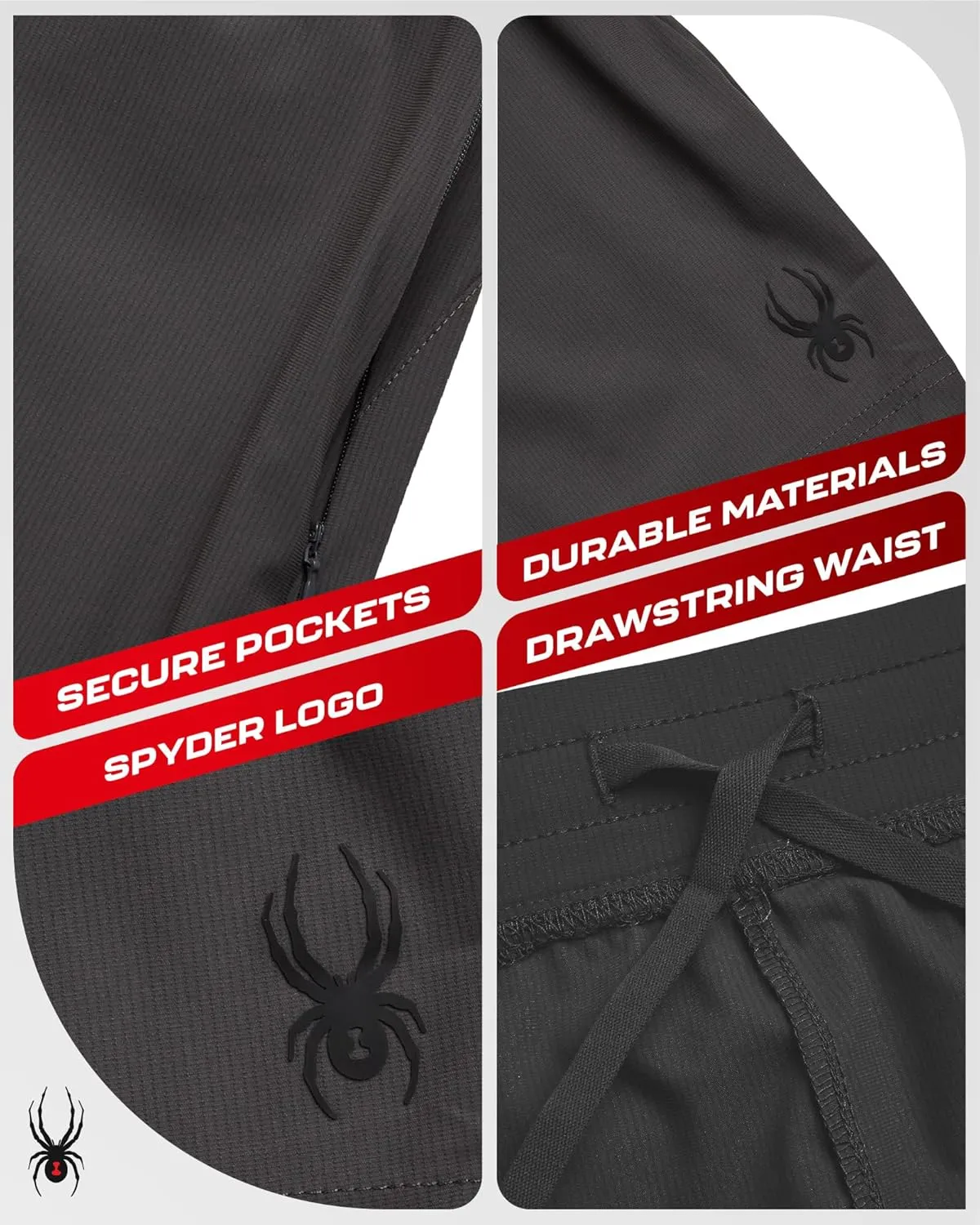 Spyder Men's Gym Shorts - Nylon Stretch 7'' Knit Active Workout Shorts with Zipper Pockets for Running, Hiking (Sizes: S-XL)