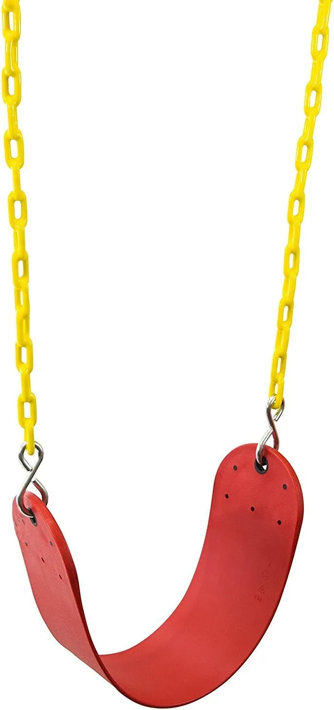 Squirrel Products Heavy Duty Strap Swing Seat - Playground Swing Seat Replacement and Carabiners for Easy Install - Red